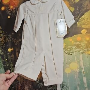 Cream Baby Boy Romper with Collar Communion Baptism Wedding